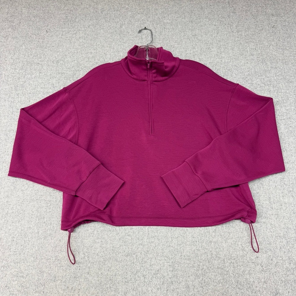 Lululemon Quarter Zip Pullover XL Magenta Purple Bungee Hem Cropped Sweatshirt